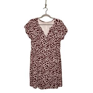 LOFT $90 V-Neck Side Tie Dolman Sleeve Dress‎ Red Raisin Medium